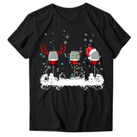 Ženske božićne staklene snježne pahulje s printom rogova s kratkim rukavima, široka majica, bluza, majice, Ženske majice, Ženska
