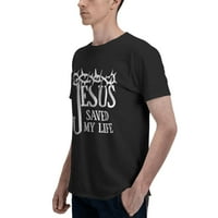 Isus mi je spasio život, Muška osnovna majica kratkih rukava, crna, mala