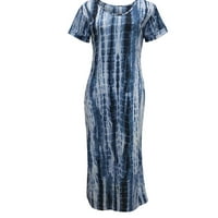 Ljetna modna ležerna Ženska haljina s izrezom u obliku slova M. S. s kratkim rukavima s prorezom