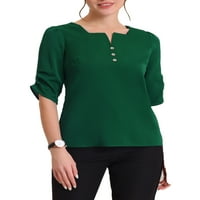 Jedinstveni prijedlozi Ženska plisirana radna bluza s četvrtastim vrhom i kratkim rukavima