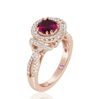 Kolekcionarski prsten od ružičastog srebra s rubinom i bijelim kubičnim cirkonijem
