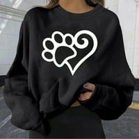 Slatke Dukserice za dame na rasprodaji, jesenski ležerni vanjski puloveri s okruglim vratom s dugim rukavima, vrhovi u crnoj boji;