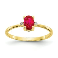 Karatni prsten od žutog zlata s prirodnim dijamantom i rubinom