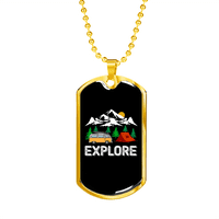Turistička ogrlica Istražite bijelu planinu ogrlica od nehrđajućeg čelika ili 18K zlata s psećom oznakom na lancu od 24 inča