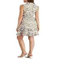 Jedinstveni prijedlozi ženska šifonska haljina A kroja s cvjetnim uzorkom s volanima u struku