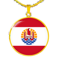 Ogrlica sa zastavom Francuske Polinezije, okrugli privjesak Od nehrđajućeg čelika ili 18K zlata 18-22