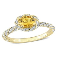 Carat T.G.W. Citrin i Carat T.W. Dijamant 14KT žuto zlato Vintage zaručnički prsten