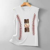 Mama Baseball dresovi, ljubavne majice za Bejzbol, ženske ljetne majice s printom slova, ležerna Majica Bez rukava, smeđa;