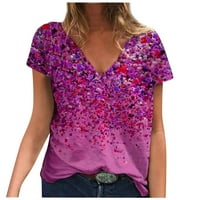 Ženske ljetne Ležerne majice kratkih rukava s okruglim vratom, elastična udobna osnovna bluza u svijetlo ružičastoj boji;