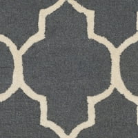 Geometrijski tepih od vune, Tamno siva slonovača, 2 '6 14'