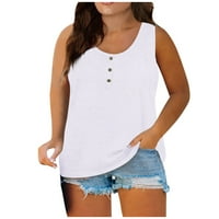 Ženska ljetna ležerna jednobojna majica s okruglim vratom bez rukava Plus size vrhovi bluza u bijeloj boji