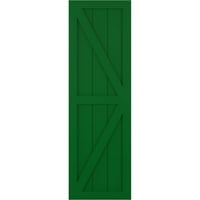 Ekena Millwork 15 W 68 H TRUE FIT PVC DVIJE PANET FARMUOUSE FIKSNI BOLERSKI SAPINE W Z-BAR, Viridian Green