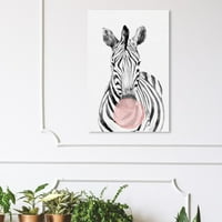 Wynwood Studio 'Zebra Bubblegum' Životinje zidne umjetničke platnene platneno platno - ružičasta, crna, 16 24