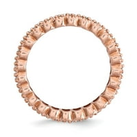 Prsten od sterling srebra koji se može graditi, prekriven ružičastim zlatom, s dijamantom izrezbarenim 0K, Veličina 9