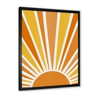 DesignArt 'Minimalno svijetle sjajne narančaste sunčeve zrake II' Moderni uokvireni umjetnički tisak