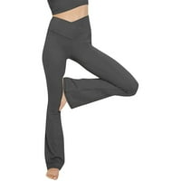 ; Ženske joga hlače s izrezima, sportske tajice za vježbanje joge, ženske fitness hlače, joga hlače, tamno sive;;