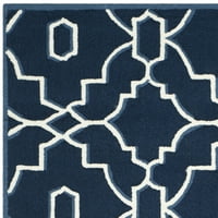 Geometrijski poliesterski tepih od 8' 10', Mornarsko plava, slonovača