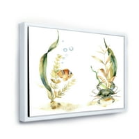 DesignArt 'tropska riba s mjehurićima zraka i algi' tradicionalno uokvireno platno zidne umjetničke tiska