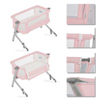 Bassinet i krevet uz krevet, certificirani od strane Bucket-a, jednostavni za sklapanje i nošenje, ružičasti
