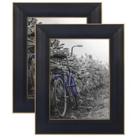 Drveni okvir za fotografije u crnoj boji sa zlatnim oblogama i poliranim staklom-vodoravni i okomiti formati za zid i radnu površinu