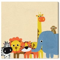 Wynwood Studio životinje zidne umjetničke platnene otiske 'Safari Friends' Bebe životinje - žuta, plava