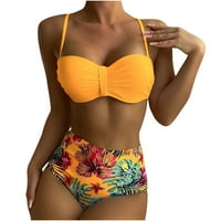 Kupaći kostim Plus Size za žene kupaći kostim bikini set tropska odjeća za plažu kupaći kostimi bez leđa s volanima podijeljeni Bikini
