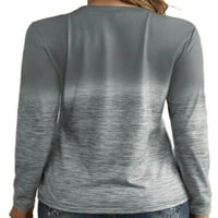 Ženska majica s okruglim vratom, ležerna majica s gradijentom, odjeća za slobodno vrijeme, tunika, bluza u sivoj boji