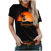 Modna majica za žene-Rasprodaja grafičkih majica s okruglim vratom s printom u Crnoj veličini