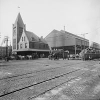 Njujorška Centralna željeznica. Njujorško skladište Centralne željeznice u Sirakuzi, Njujork. Fotografija, 1907. Ispis plakata iz