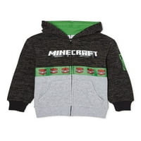 Minecraft Boys Creeper Toned Stripe Zip-up Hoodie, Veličine 4-18
