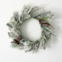 24 h Sullivans snježni pinecone vijenac, zeleni zimski vijenci za ulazna vrata
