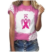 Ženske košulje za rak dojke kratkih rukava, udobne lagane jesenske modne grafičke majice, majice s tunikom s okruglim vratom, bluze