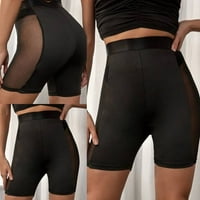 Ženske mrežaste prozirne kratke hlače visokog struka za vježbanje u teretani joga hlače biciklističke kratke hlače u crnoj boji;