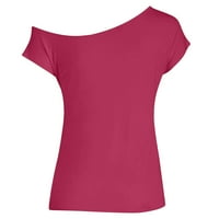 Jednobojne majice za žene Bez naramenica, jednobojna nepravilna ležerna široka osnovna majica