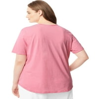 Ženska majica s okruglim vratom na pruge Plus veličine