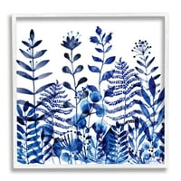 Stupell Industries Blue Fern klice prirode biljke Botaničke i cvjetne slike bijela uokvirena umjetnička print zidna umjetnost