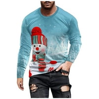 Božićne muške svečane majice dugih rukava s gradijentnim printom u donjem rublju Božićni snjegović grafički pulover s okruglim vratom