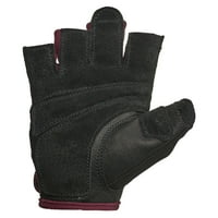 Ženske rukavice za dizanje utega od elastične mreže s kožnim dlanom, crni Merlot, velike