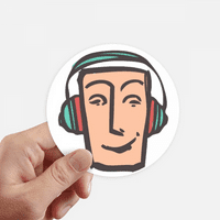 Slušalice s uzorkom lica Sretna okrugla zidna naljepnica kofer naljepnica za laptop branik