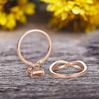 Set vjenčanog prstena od Morganita izrezanog jastučića od ružičastog zlata od 10 karata, čvrsti vjenčani set od ružičastog zlata