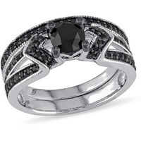 1- Karat T.W. Black Diamond Sterling Silver Bridal Set