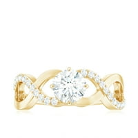 Zaručnički prsten s moissanitom, široki ženski prsten, 14k žuto zlato, 5,00 USD