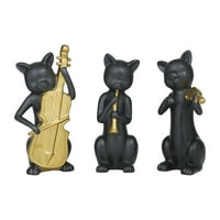4$, 10 $ Crna porculanska glazbena skulptura mačke