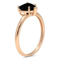 zaručnički prsten za godišnjicu od ružičastog zlata od 14 karata s rezom srca, crni prirodni it, veličina 10,5