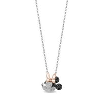 Disney Jewels Sterling Silver 14K Zlatni dijamant Minnie Mouse privjesak ogrlica