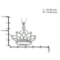 Jewelersclub Bijeli dijamantni naglasak Sterling Silver Crown privjesak