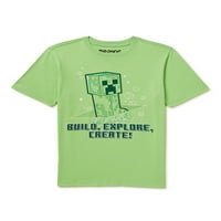 Minecraft Boys Build Explore Stvori grafičku majicu, veličine 4-18