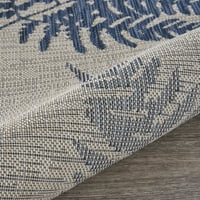 Vanjski tepih od 5' 7 ' sivo-plave boje s otpalom paprati