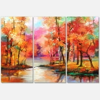 Dizajnirati 'Jezero u jesen šarenih jesenskih stabala' Moderno platno zidne umjetničke print