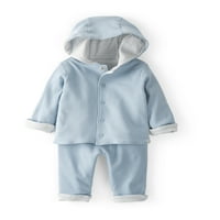 Mala planeta Carterovog dječaka organskog reverzibilnog hoodie-a i hlača, novorođenčad- mjeseci